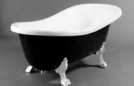 Ванна из литого мрамора на львиных лапах  с ножками и сифоном Marmite Romance 1670 (чёрно-белая, хром)